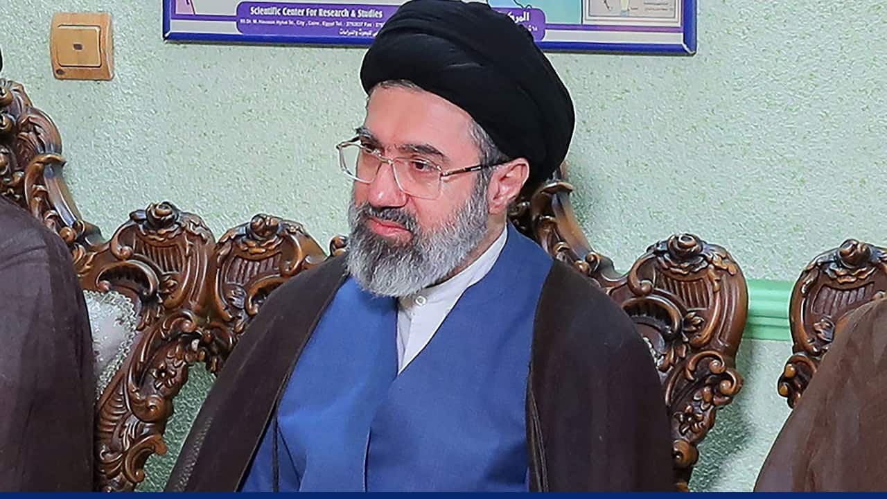 Mojtaba Khamenei seated during meeting after becoming Iran’s supreme leader.