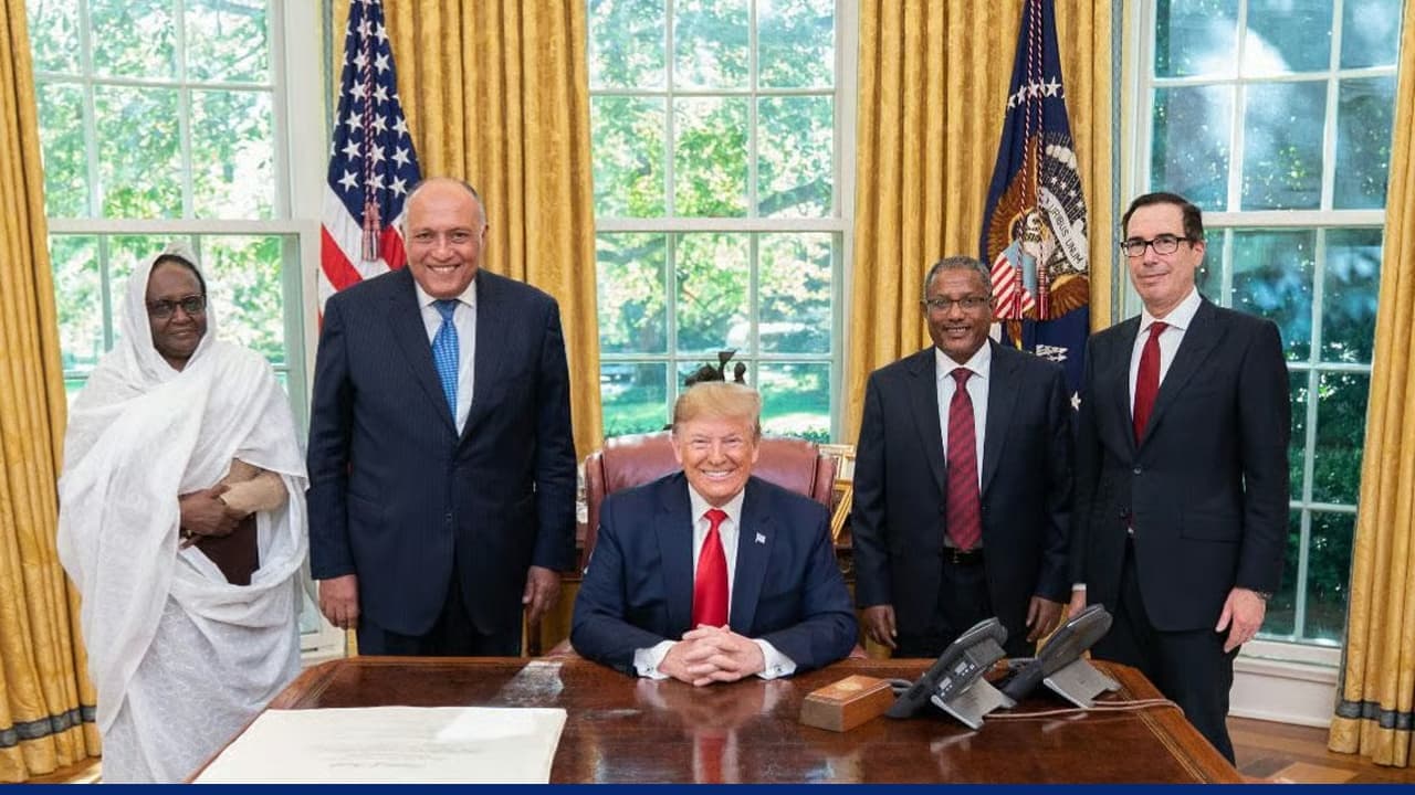 US President Donald Trump meets Egyptian and Sudanese officials at the White House to discuss mediation in the Nile water dispute over Ethiopia’s GERD.