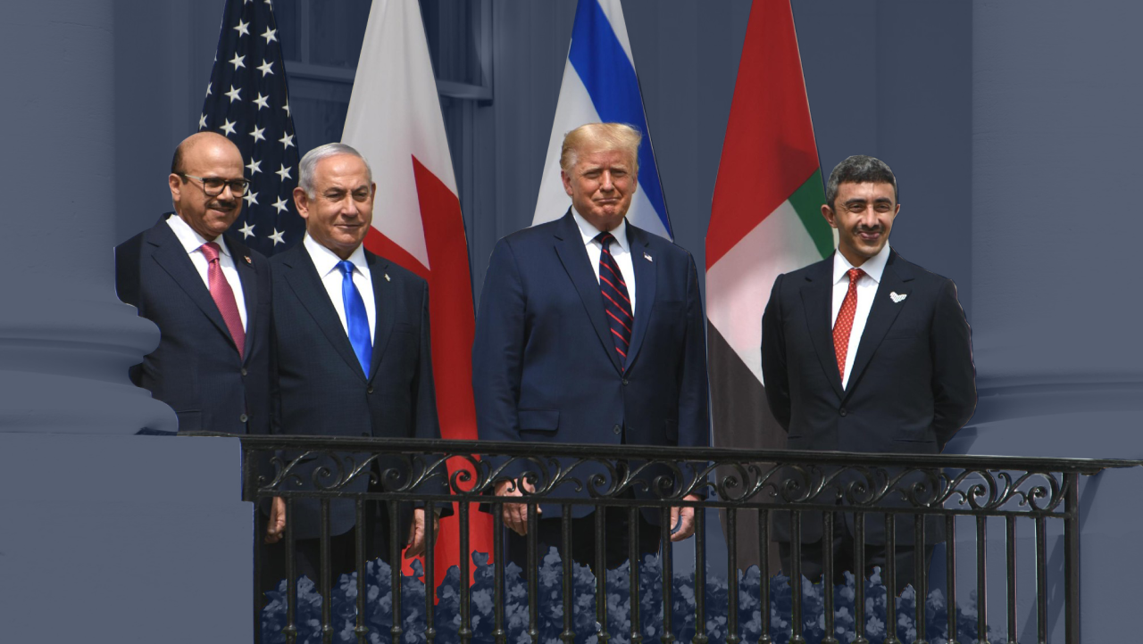 Leaders of the US, Israel, UAE, and Bahrain at the Abraham Accords signing ceremony in Washington