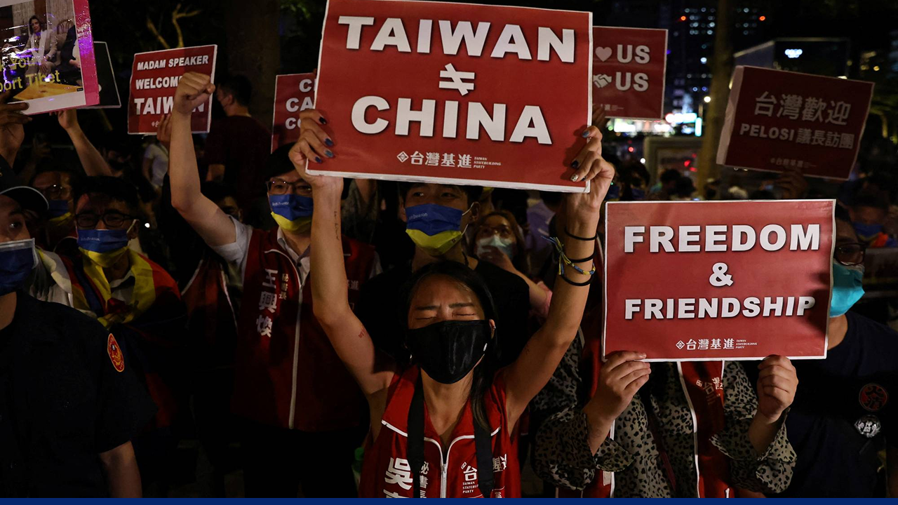 Protests erupted during Nancy Pelosi’s expected visit to Taipei