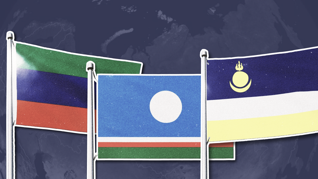 National flags of Buryatia, Yakutia, and Dagestan