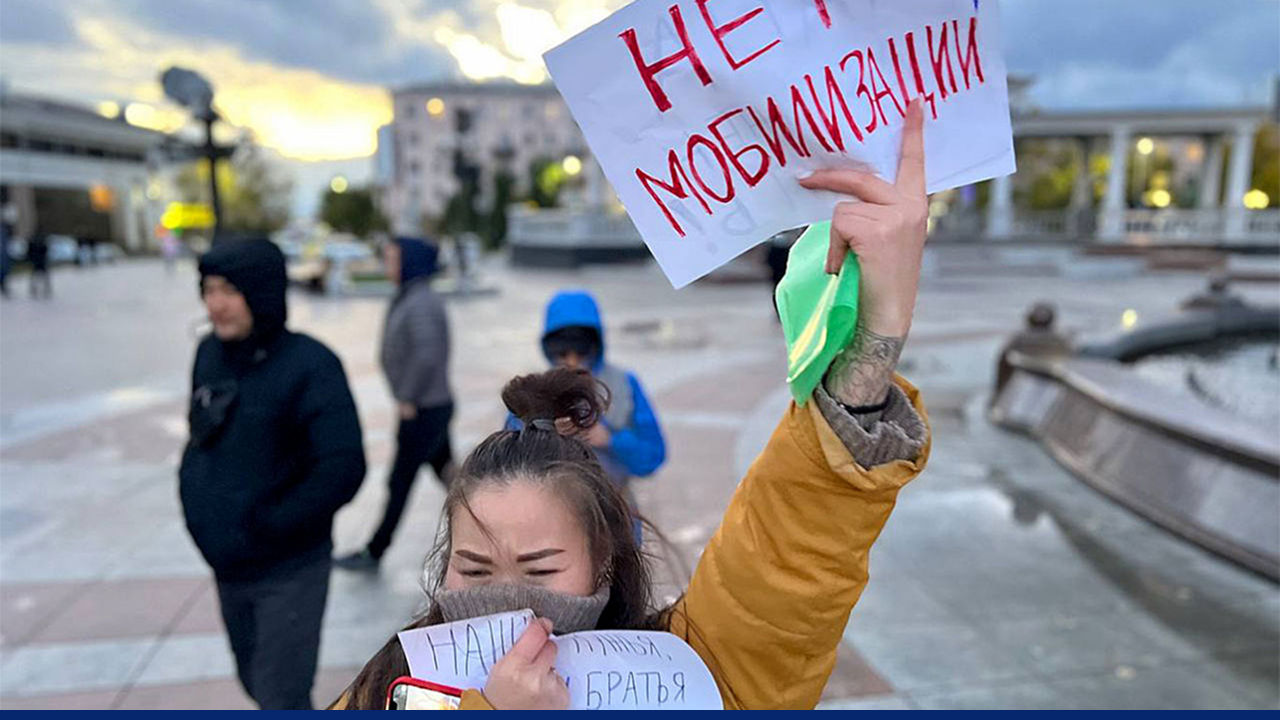 Protester against Russia in Buryatia.